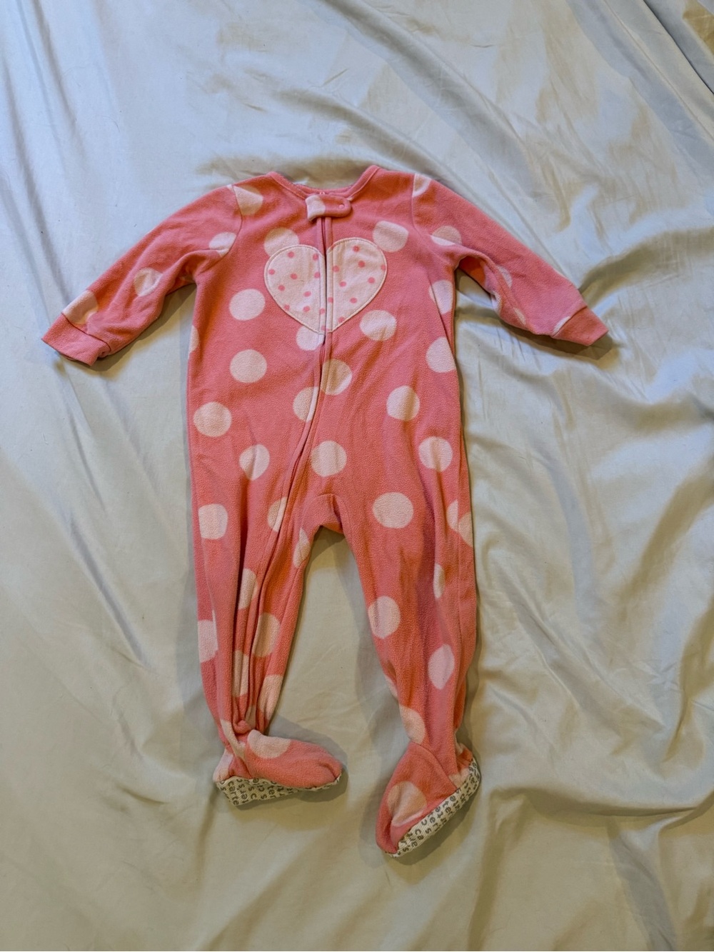 Carter's Pink Polka Dot Footed One-Piece with Heart